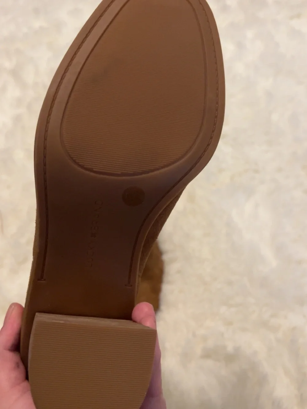 Lucky Brand Suede Ankle Boots in Chestnut Brown